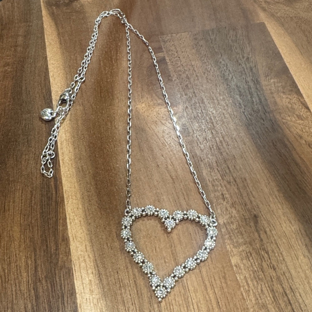 Brighton Silver Floral Crystal Heart Necklace